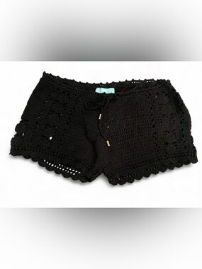 NWT Melissa Odabash Alicia Black Knit Shorts Womens Size Large
